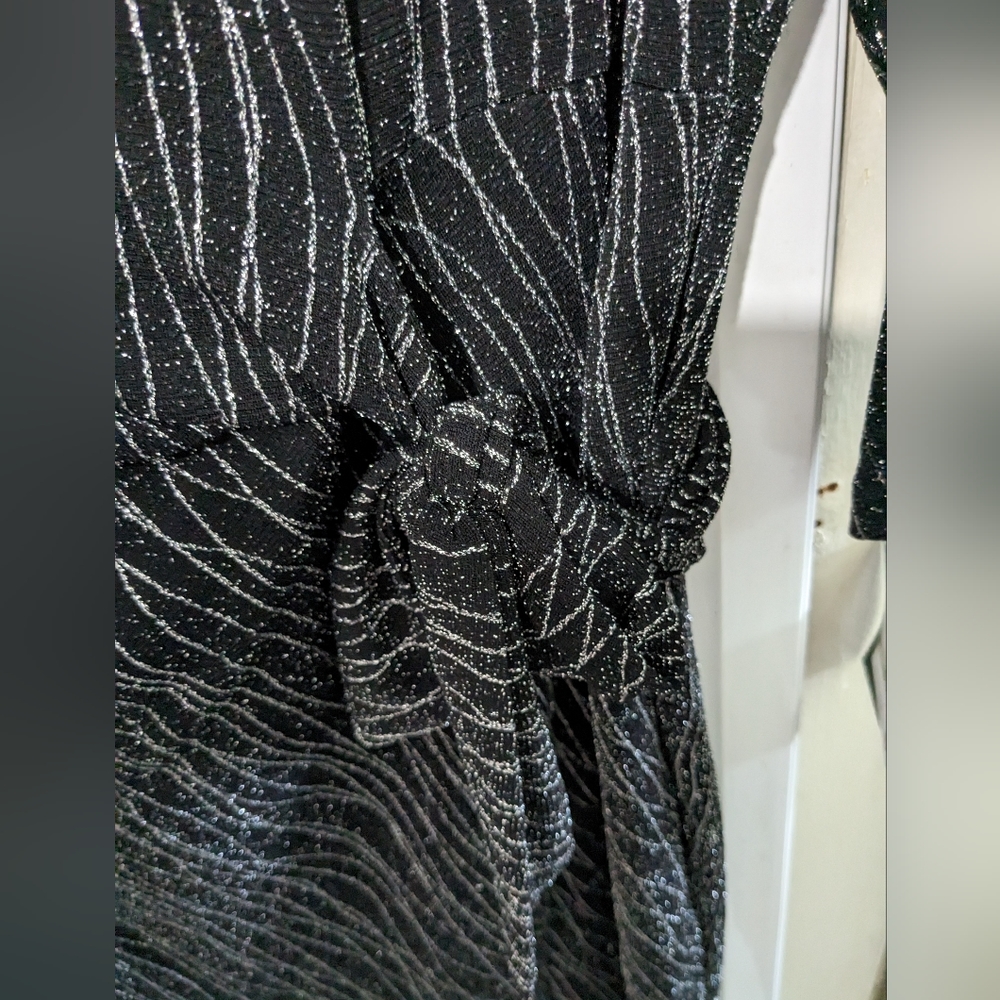 Kasper Plus Size Metallic Side-Tie Midi Dress - 1X - Picture 5 of 7
